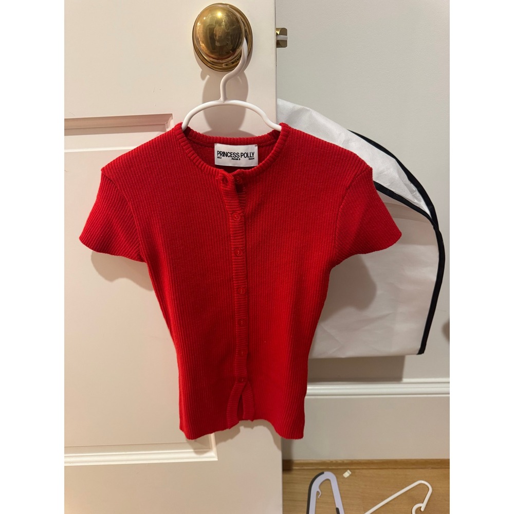 Princess Polly Suzu Knit Top Red 2 - Picture 4 of 5